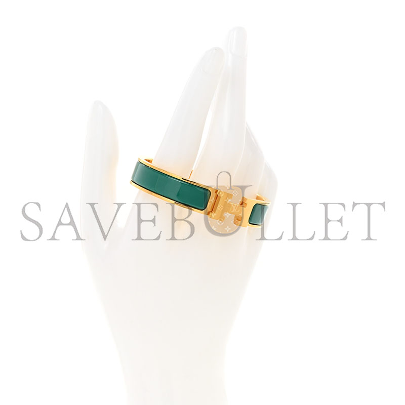 H**mes enamel narrow clic clac h bracelet pm malachite